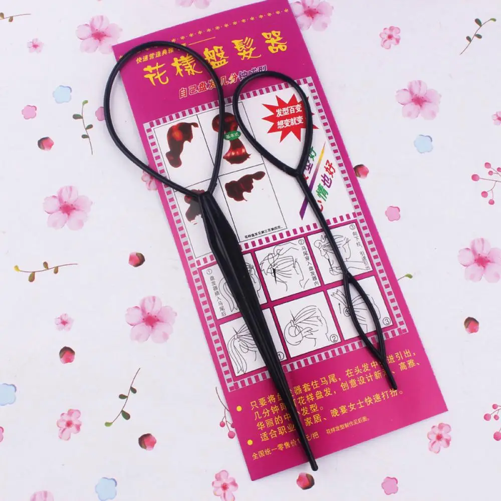 4pcs Magic Hair Braiding Twist Curler Styling Set Hairpin Holding Hair Braiders Pull Hair Needle Ponytail DIY Tool G0307