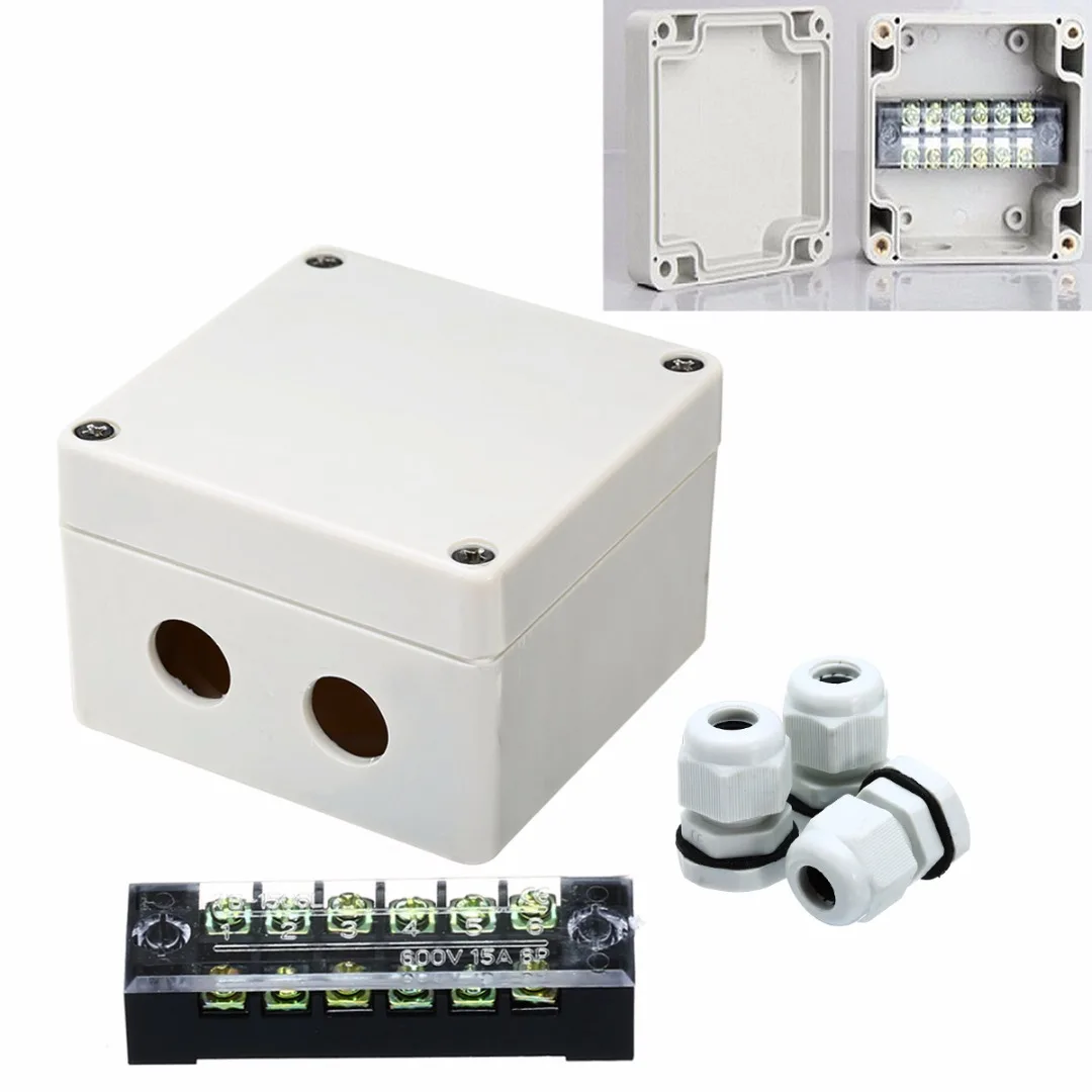 

1pc Waterproof Junction Box Distribution Box Electric Enclosure Case 6 Ports 600V 15A With terminal Connectors For Electricity