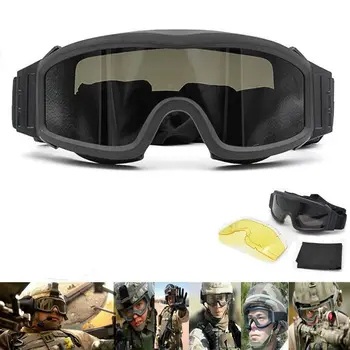

Tactical Goggles Military Airsoft Shooting Glasses GX1000 Black 3 Lens Motorcycle Windproof Wargame Sunglasses