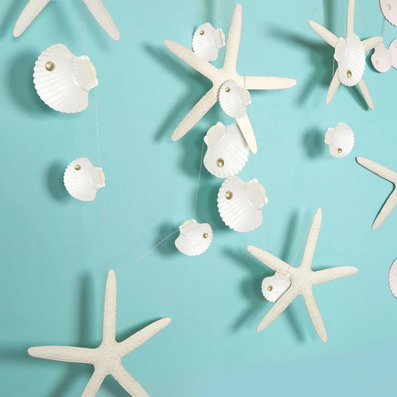 

3M Sea Theme Party Starfish Shell Shaped Banner for Mermaid Party Baby Shower 3D Starfish Hanging Garland Decoration Supplies 8z