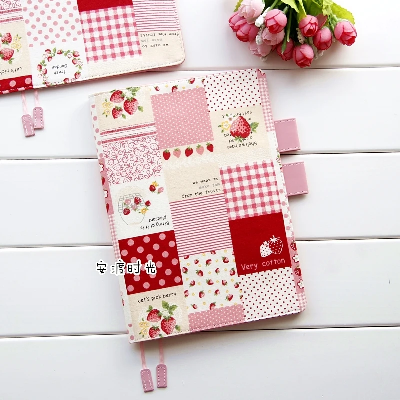 

Pink Strawberry Cloth+PU A5 Cover For Hobonichi Book 1 Piece