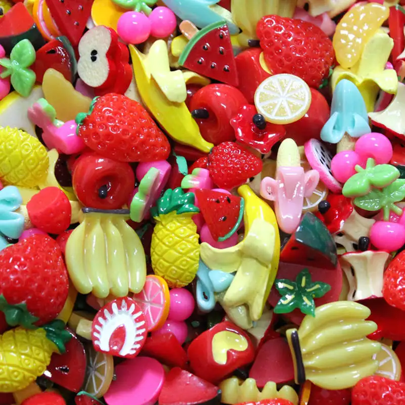 10 шт DIY Slime Амулеты с конфетами сахарный шоколадный торт смолы плоские с оборота бусины для слаймов для украшения скрапбукинга ремесла игрушки - Цвет: Fruit 10 Pieces