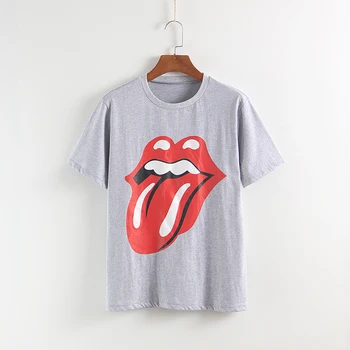 

Withered t-shirt women england style cartoon and letter printing cotton comfortable o-neck solid t shirts women blouse plus size