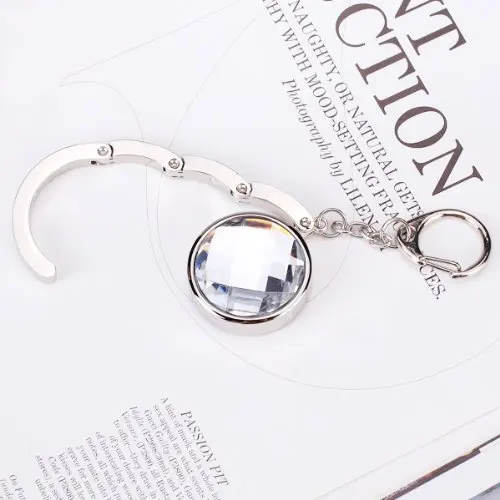 Newbrand Round Rhinestone Purse Handbag Hanger Hook Folding Purse Handbag Hanger Hook Folding