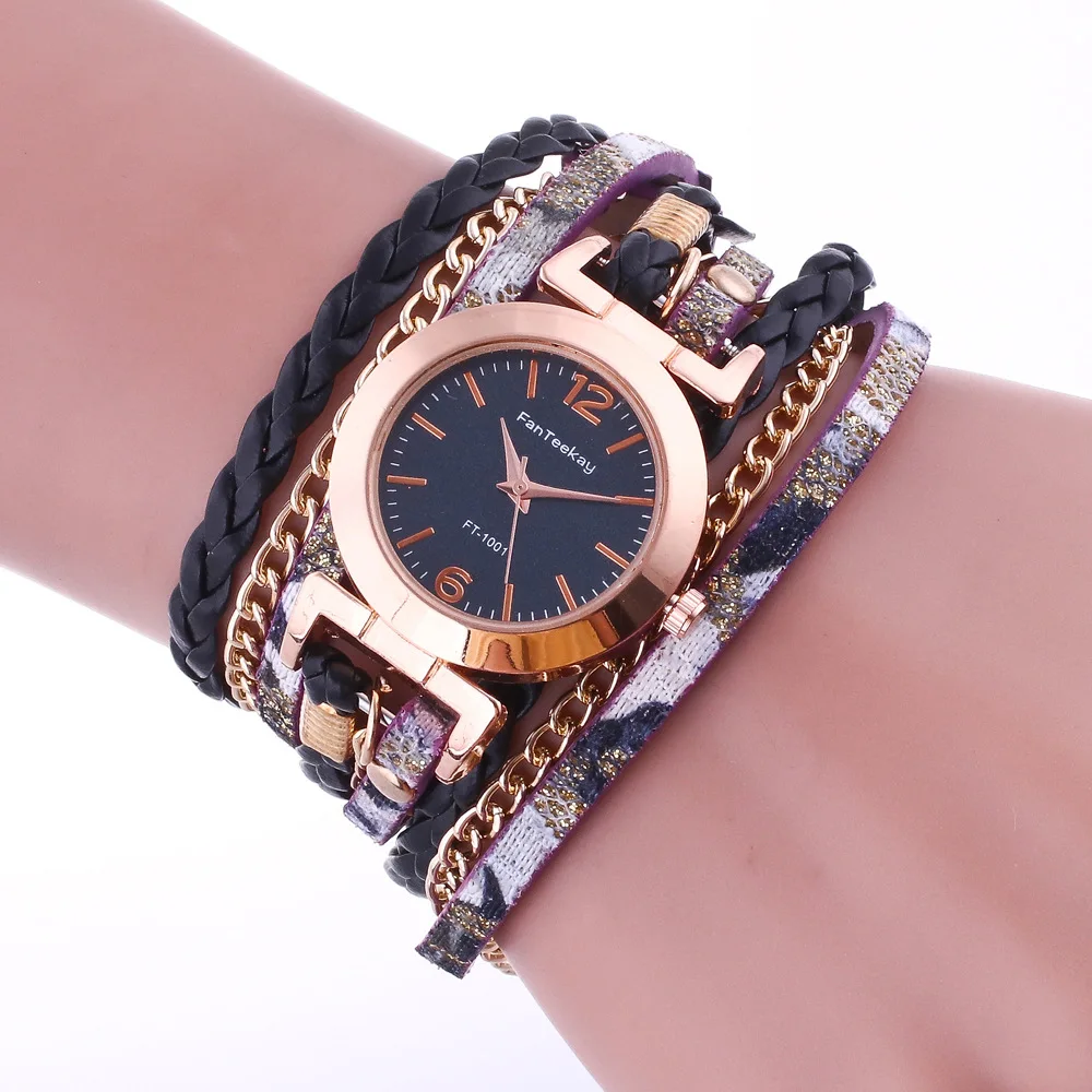 

2018 New High Quality Braided Leather Watches Women Ladies Crystal Dress Quartz Wrist Watch Relogio Feminino FT1001