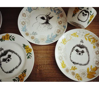 Rabbit Northern Europe Style Bone China Cake Dishes And Plates Porcelain Pastry Fruit Tray Ceramic Steak Dinner For Kids
