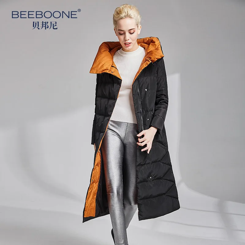 

BEEBOONE 2018 winter new female long section thick down jacket was thin warm fashion