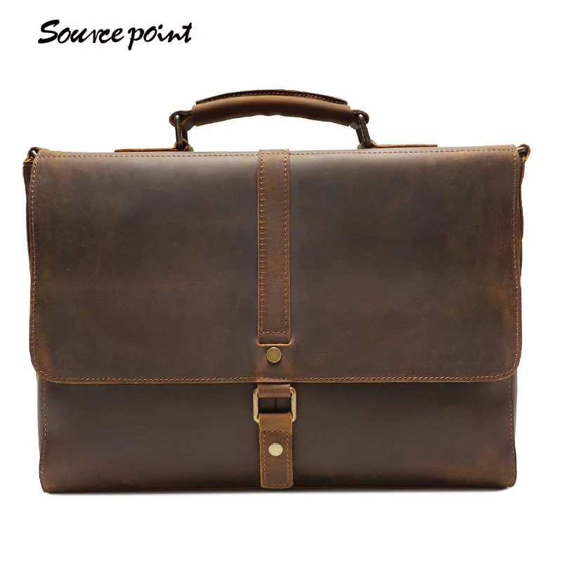 

YISHEN Vintage Genuine Leather Top-handle Bags Men Fashion Business Briefcase Large Capacity Men Shoulder Crossbody Bag YD-8127#