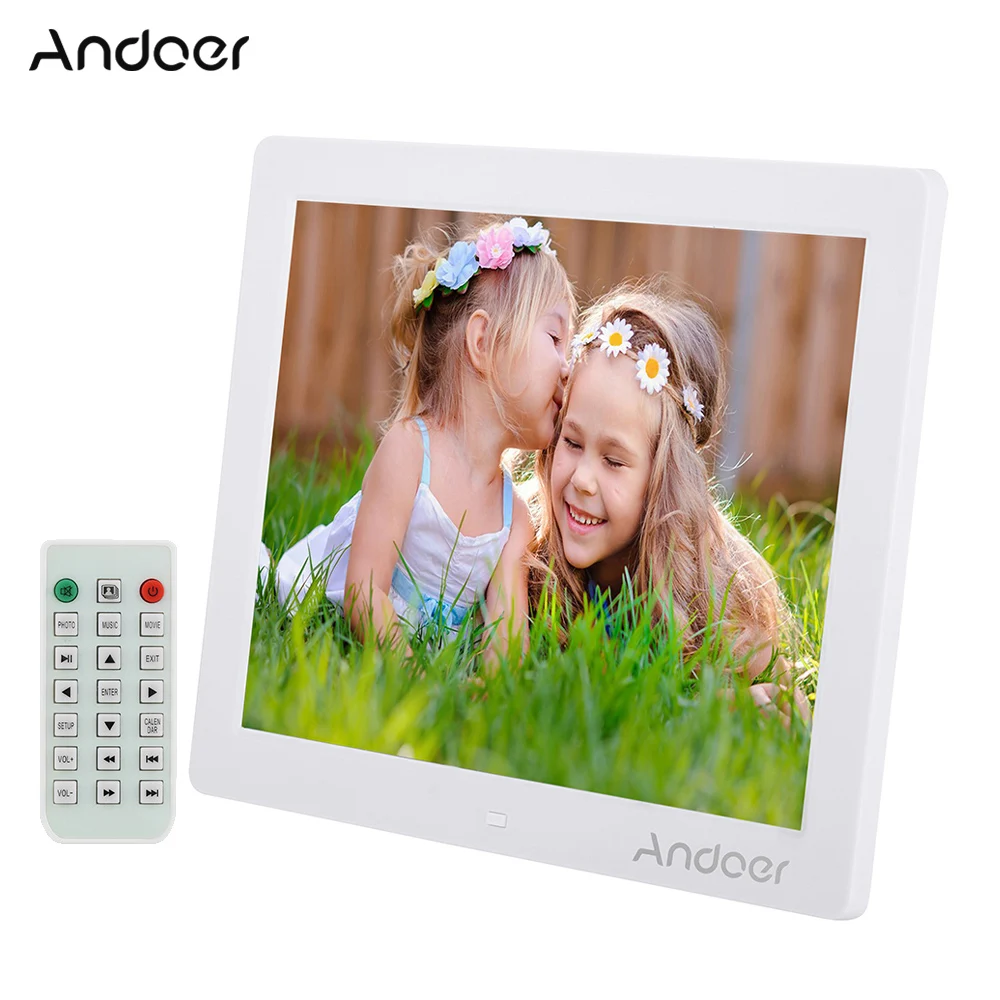 Andoer 1" HD светодиодный цифровой фоторамка 800*600 с MP4 MP3 видеоплеером электронная книга часы с календарем функция с пультом дистанционного управления