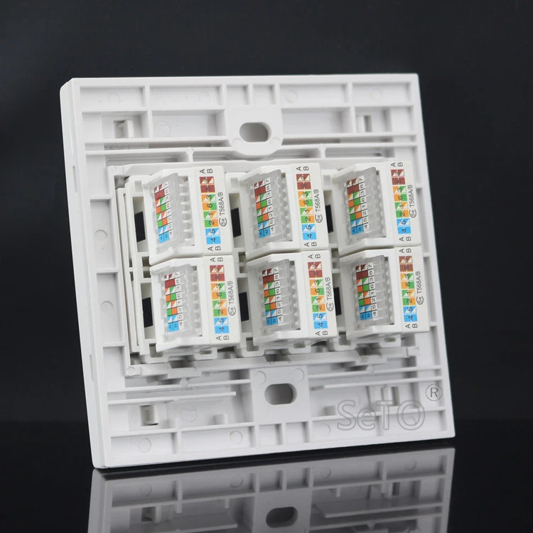 SeTo 86 Тип шесть RJ45 Cat5e сетевая Lan панель настенная гнездо Keystone Лицевая