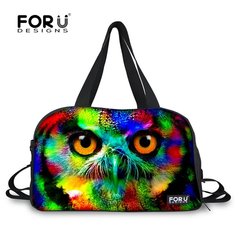 

FORUDESIGNS Animal Designer Men Travel Bags Boys Soft Handle Baggage Bag Male luggage Bag Teenager Weekend Bag with Pocket