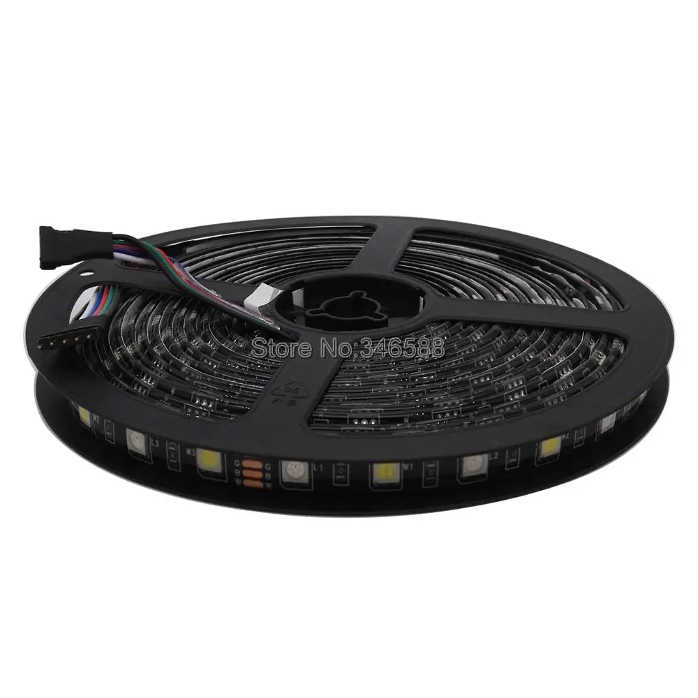 Бесплатная доставка DHL 100 м/лот 60 светодиодов/м 12 В 5050 RGBW полоса черный PCB RGB + белый