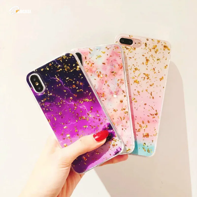 

Luxury Gold Foil Bling Glitter Marble Case For iPhone X XS XR XS MAX With phone stand Case Cover For iPhone 7 6 6s 8 Plus Phone