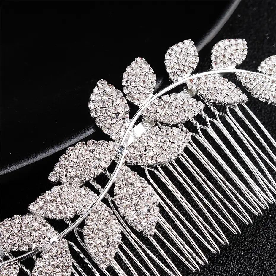 Miallo Newest Simple Leaves Women Hair Combs Austrian Crystal