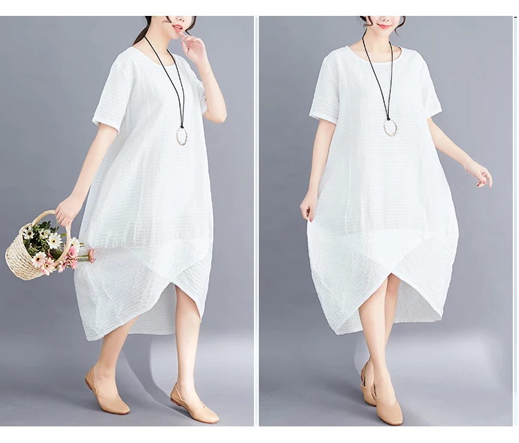 Женское платье из хлопчатобумажной ткани DIMANAF, винтажный длинный сарафан свободного покроя и однотонной расцветки, летнее платье большого размера