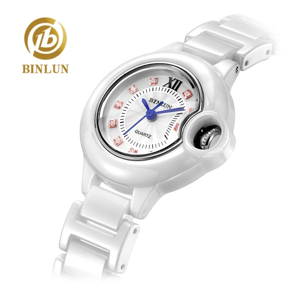 BINLUN женские роскошные ювелирные браслеты кварцевые часы Ballon Bleu de style чистая белая