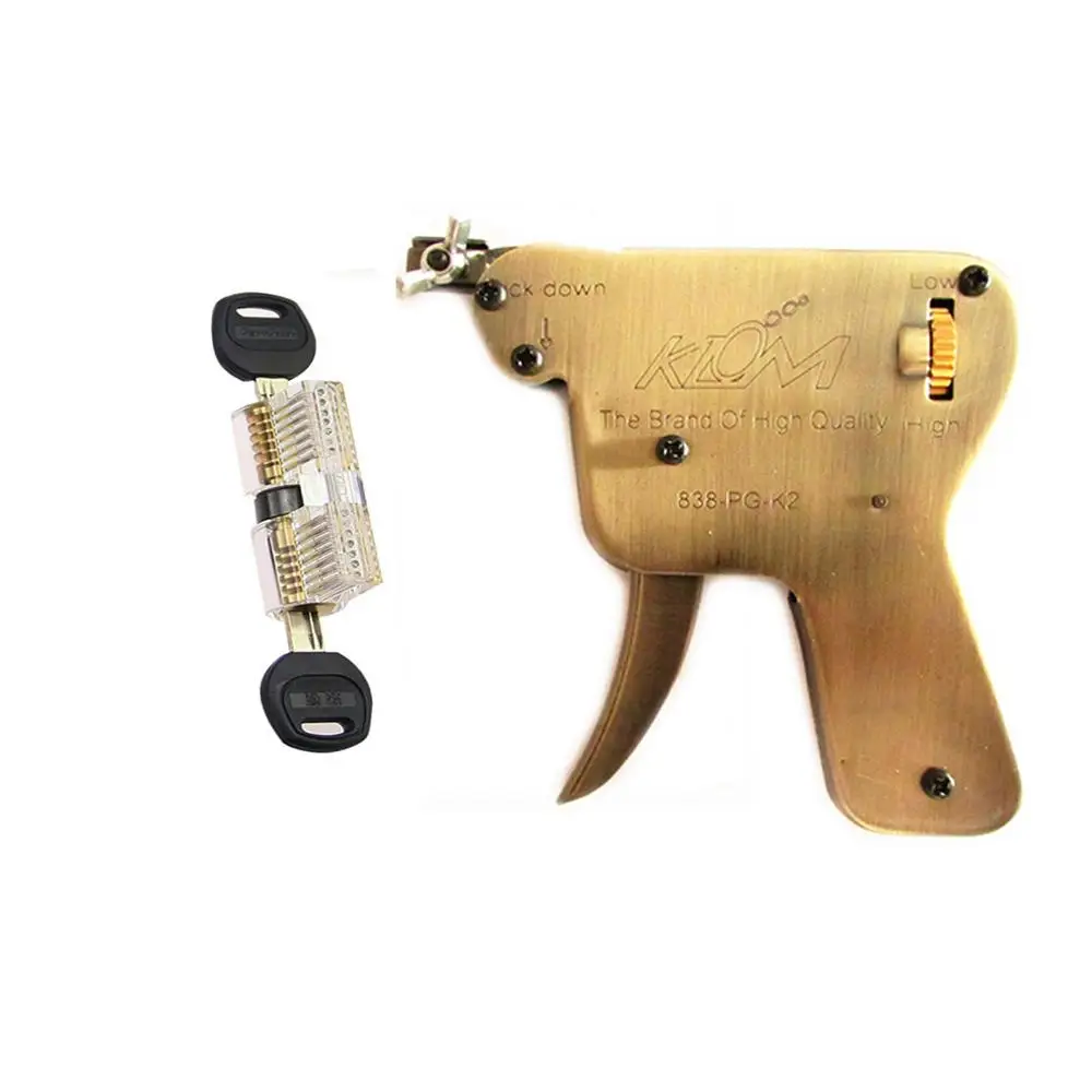 

Klom Lock Gun with AB Double-end Transparent Lock for Locksmith Training,Lock Repair Tool