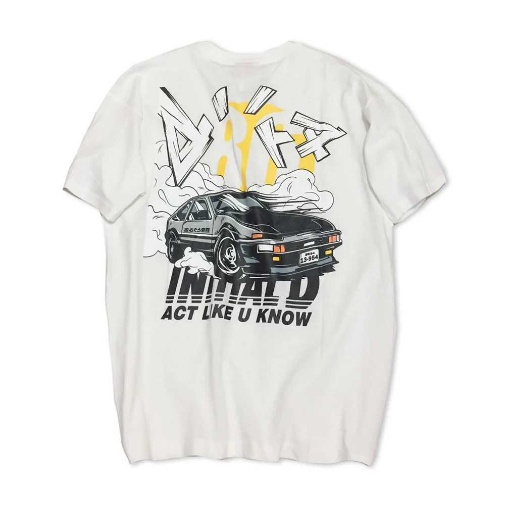 

2019 Brand Man's T Shirt Car Letter Print Streetwear White And Black Funny T shirts Mens 100% Cotton Camiseta Magliette Uomo