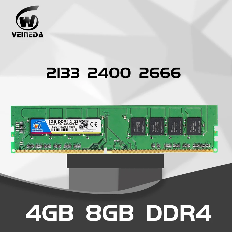 

VEINED PC Memory RAM LONG-DIMM DDR4 4GB 4G 8gb2400mhz 2133mhz 2666mhz desktop ram memoria compatible