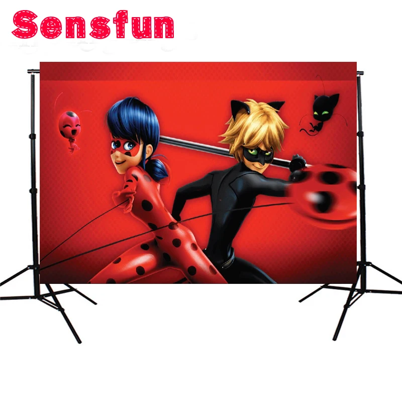 

Sensfun Ladybug Theme Photo Backdrops Cartoon Polyester Cloth Photography Backdrops for Photo Studio 7x5ft