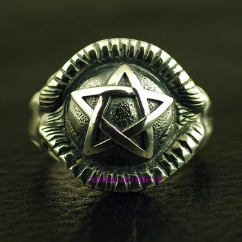 

Thailand imports, 925 silver five pointed star Satan seal ring