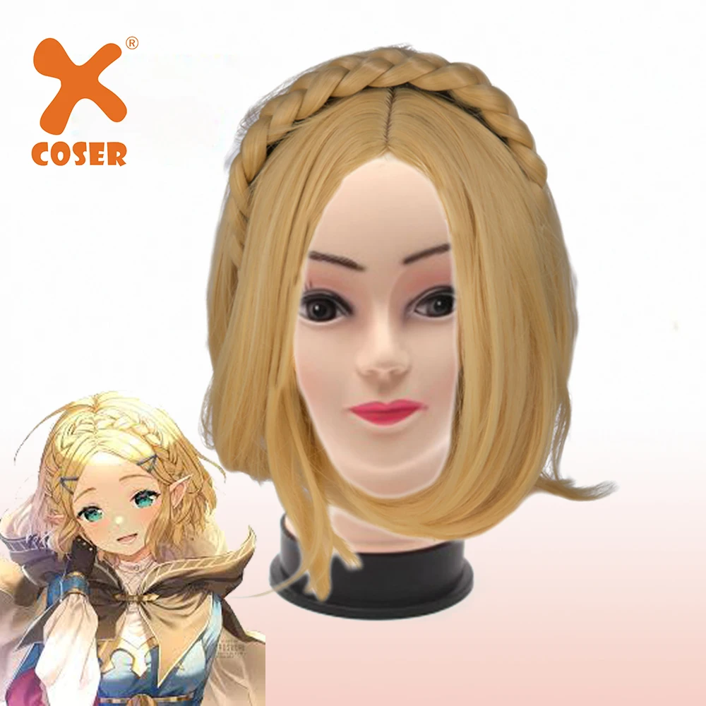 

Xcoser The Legend of Zelda Princess Wig Short Hair Cosplay Wig Two Ways Wearing Halloween Cosplay Party Headwear Accessory Girl