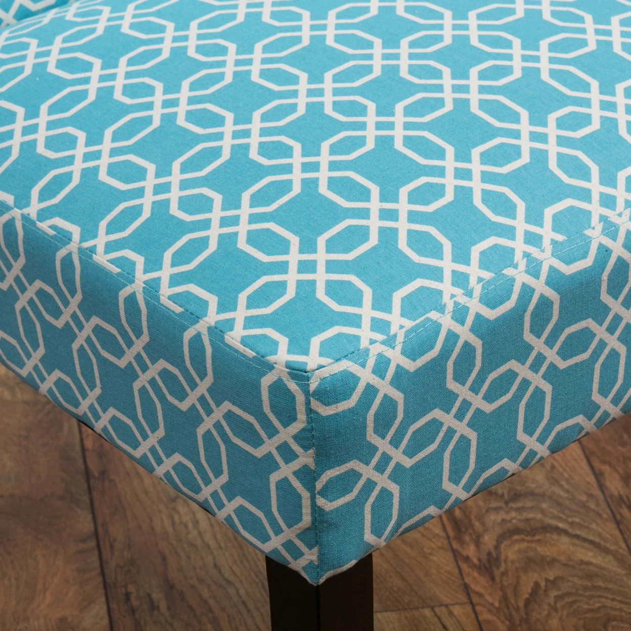 Helran Contemporary Blue/White Fabric Dining Chair (Set of 2) (5)