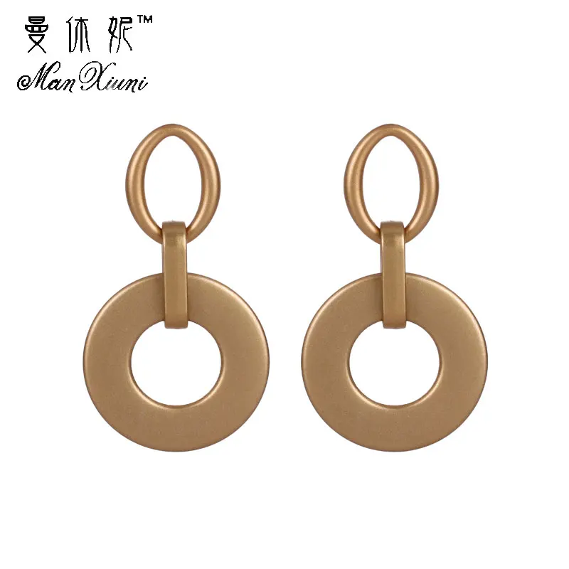 

New Punk Heavy Metal Dangle Indian Gold Silver Drop Earring ZA Geometric Statement Earrings For Women African Dubai Jewelry New