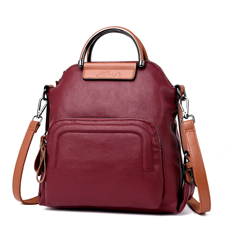 Многофункциональные рюкзаки для девочек, женский кожаный рюкзак, высокое качество, Sac a Dos, женский рюкзак для путешествий, женский рюкзак для девочек - Цвет: winered backpacks