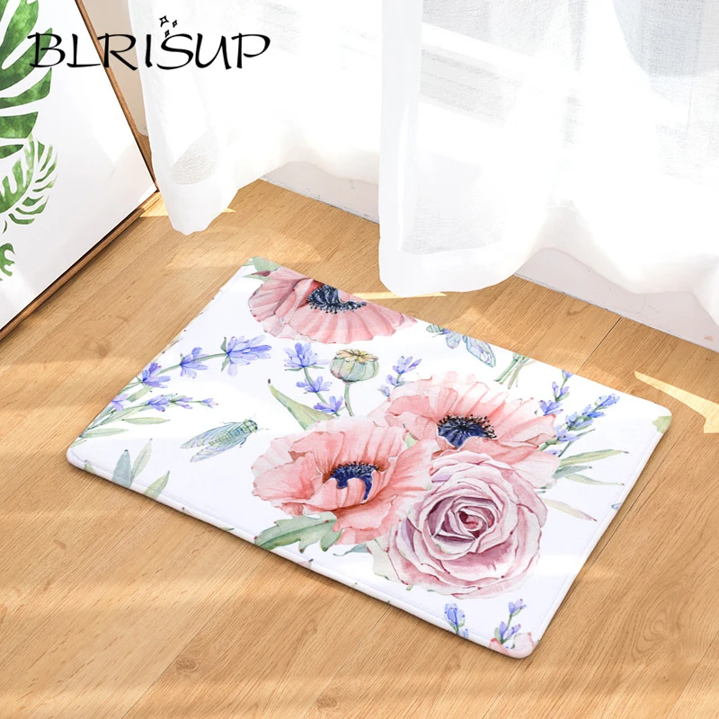 cheap BLRISUP Flannel Dust proof Anti slip Floor Mat Kitchen Carpet Doormat For Living Room Bathroom Door Mats Outdoor Welcome Mat