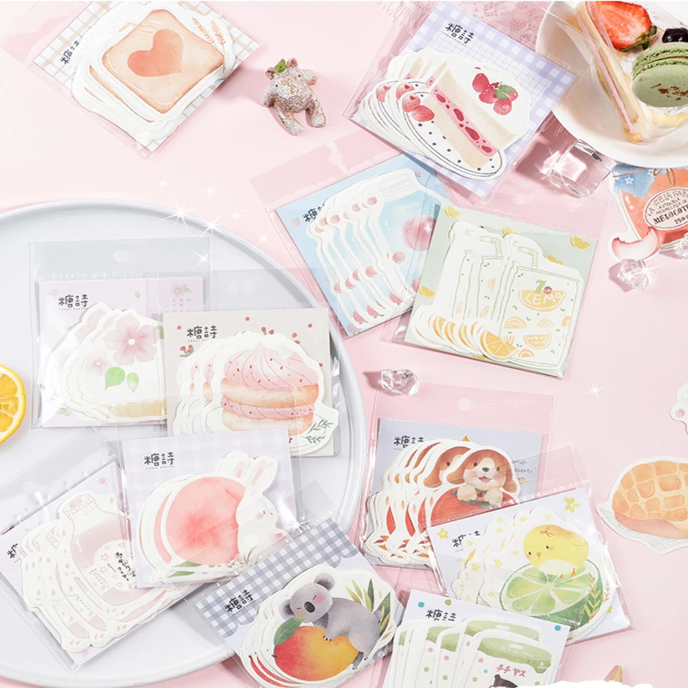

30 PCs/set Delicious Series Memo Pads Stickers Creative Fresh Sweet Message Sticky Notes Pad Paper School Supply Notepad Label
