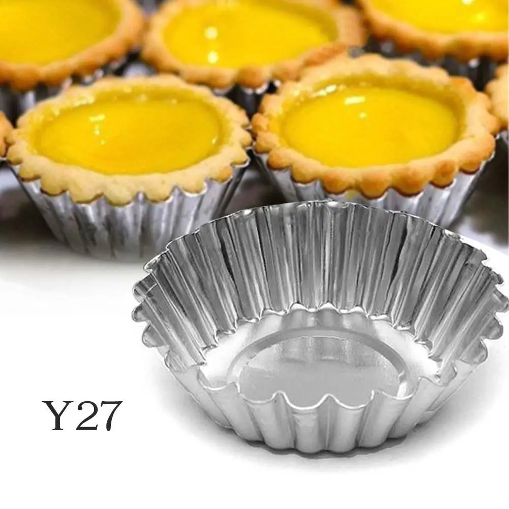 

Y27 Egg Tart Aluminum Cupcake Cake Cookie Mold Lined Mould Tin Baking Tools EHO