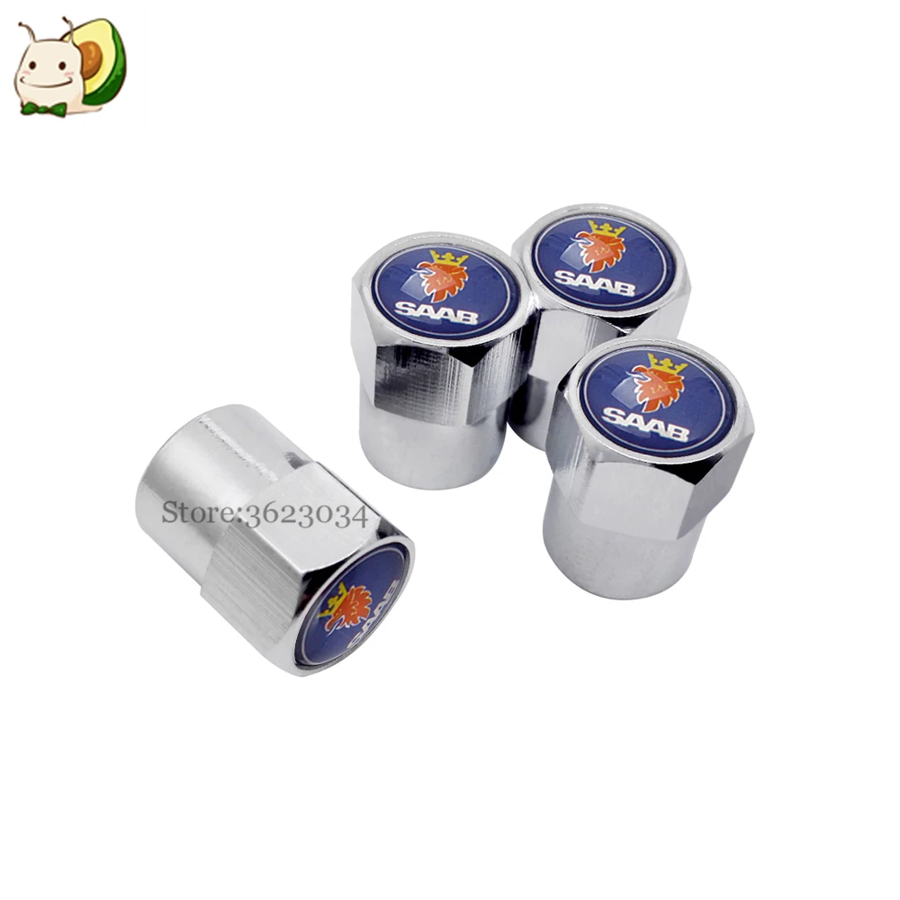 

Tire Valve Caps Wheel Stem Cover Metal for SAAB 900 9-3 9-5 1993 1995 9000 Sonett 9-4x PhoeniX Auto Styling