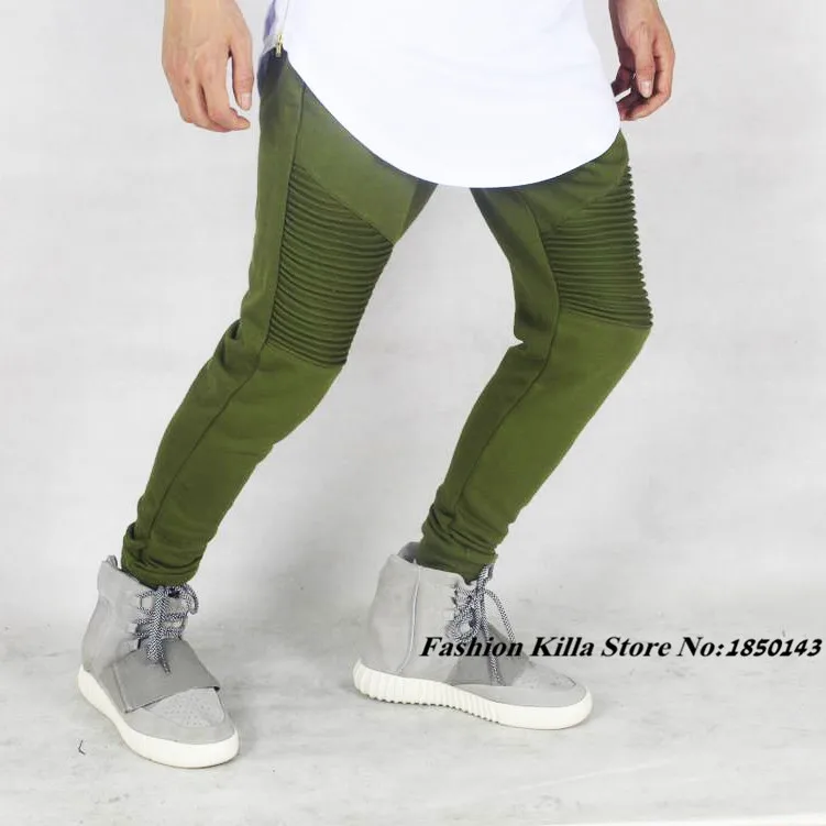 fashion biker Joggers Jogging slim fit skinny sweatpants olive pants men hip hop swag clothing mens gray black kanye west|men clothing designer|mens clothingclothing discount AliExpress