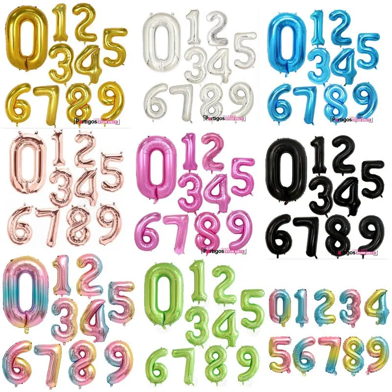 

10pcs Slim Number Balloons 40Inch foil number 1th Happy Birthday Party decor Wedding Anniversary Supplies Helium Air Globos
