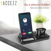 ACCEZZ 3 в 1 беспроводной зарядный Держатель подставка магнитное зарядное устройство для телефона для AirPods Apple i Watch для Xiaomi настольная зарядная подставка Док-станция