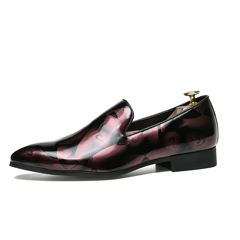 cool flowers print patent leather men shoes luxury italian brand camouflage male footwear mixcolors glossy oxford shoes for men (2)
