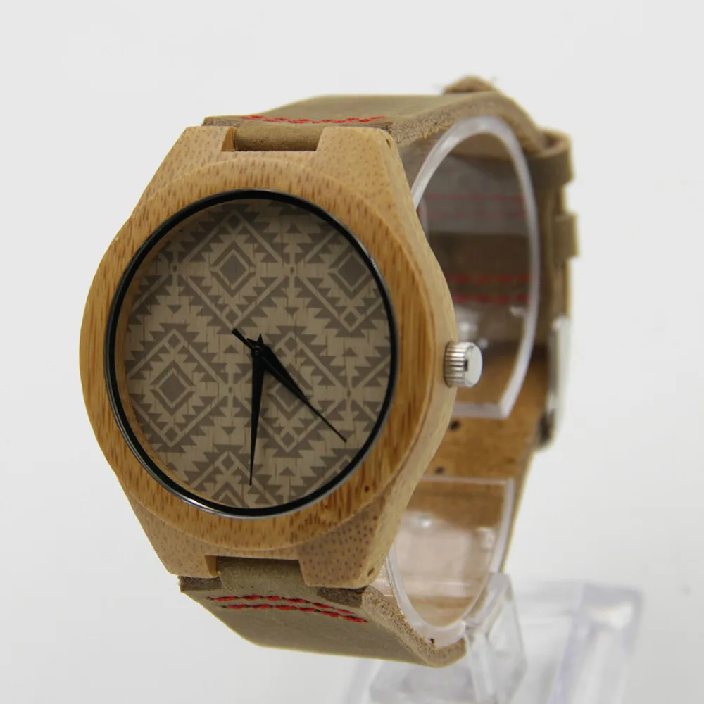 2016 Fashion Natural Bamboo Wooden Watches With Genuine Cowhide Leather Lovers Luxury Wood Watches For Men