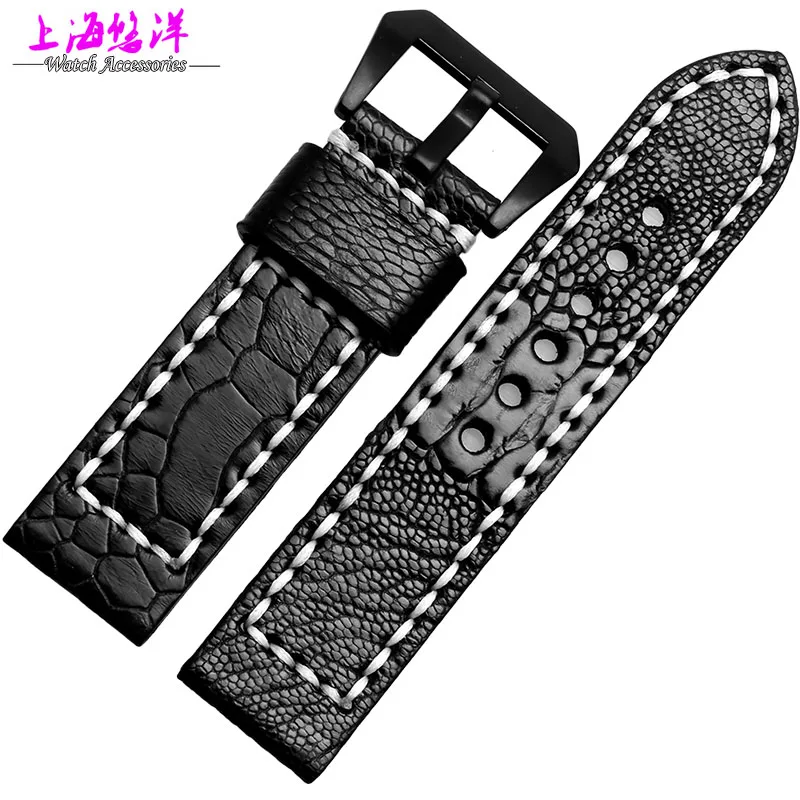 Watch band 24mm26mm New Men Dark Brown and Black Real Genuine Ostrich Skin Leather Watchbands Watch