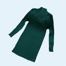 Новинка года; трикотажное платье для девочек; свитер с длинными рукавами; пуловер; платье для крупных детей; однотонное детское платье в полоску; сезон зима-осень