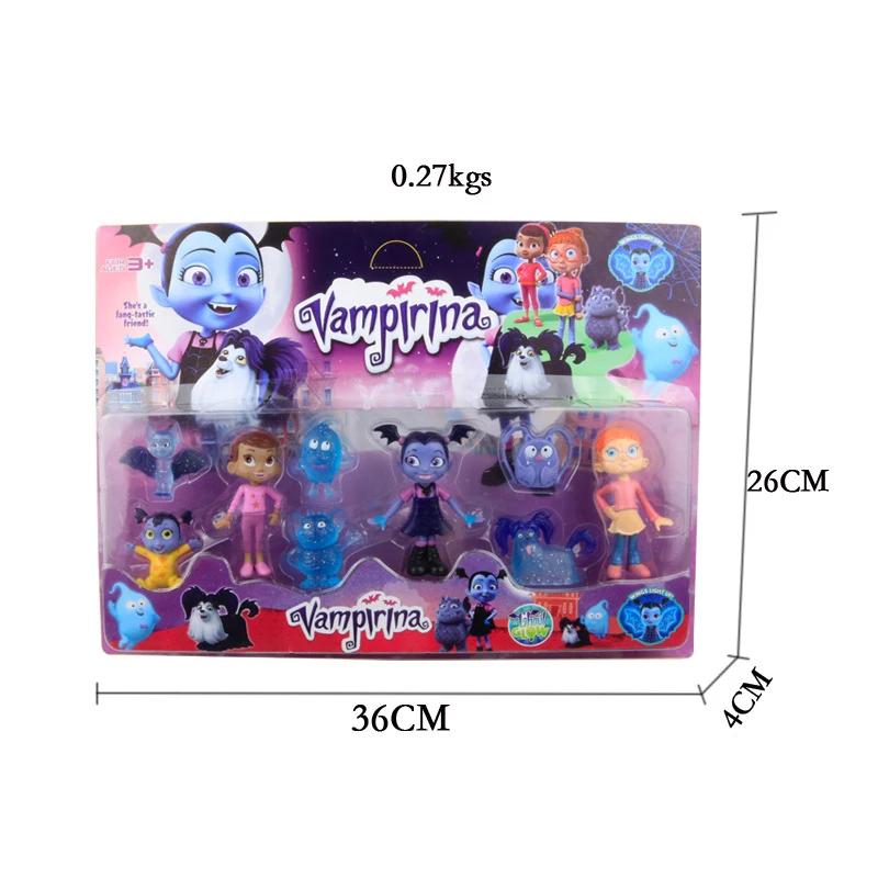 Хэллоуин 9 шт./компл. Junior Vampirina рисунок игрушки для детей Коллекционная модель в стиле вамп летучей мыши для девочек; модели из ПВХ Аниме фигурки подарок - Цвет: retail packing