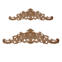 RUNBAZEF European Style Real Wood Long Floral Carving Applique Home Decoration Accessories Door Cabinet Furniture Figurines