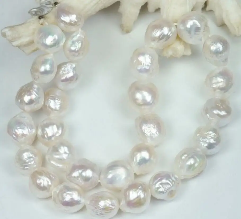 

HUGE NATURAL 12-13MM Australian south seas kasumi white pearl necklace 18