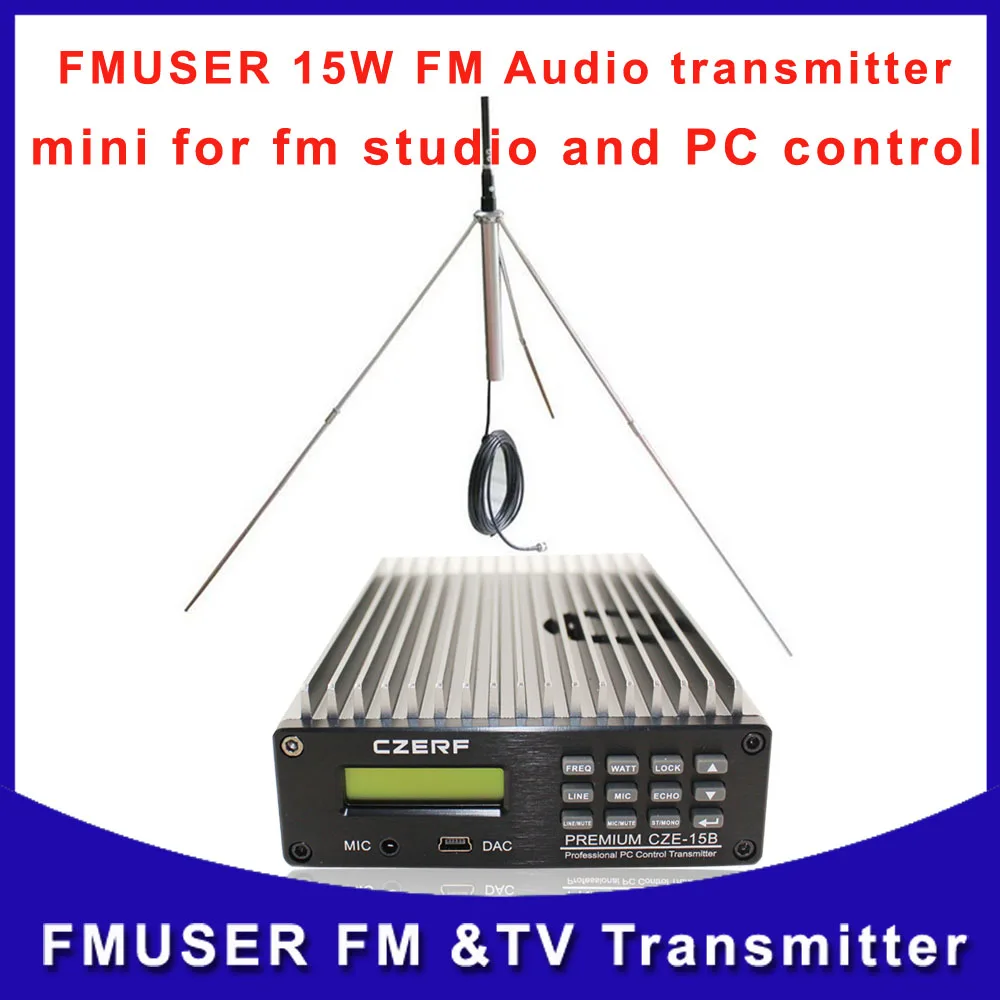 

FMUSER CZE-15B audio fm radio transmitter PC Control Wireless 1/4 wave outside antenna with A SET Free Shipping