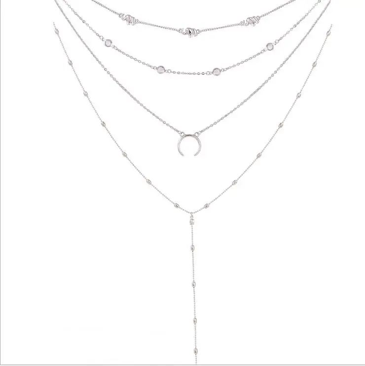 

604 Hot Moon Elephant Bohemia Moon Multilayer Exquisite Necklaces Personality Women Choker Necklaces Bijoux Jewelry Gift N5082