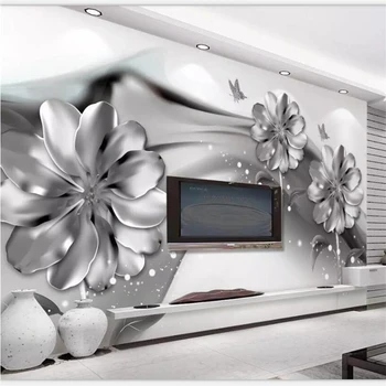 

beibehang Wallpaper custom large high-end black and white abstract ink smoke background 3d flowers TV background wall wallpaper