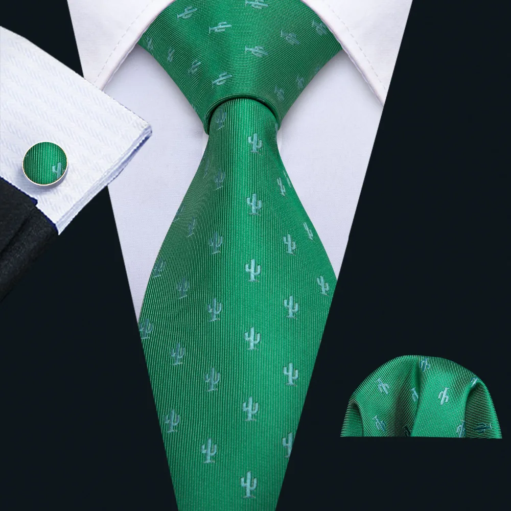 

Barry.Wang New Green Geometric Wedding Tie Set 100% Silk Fahsion Neck Ties For Men Gift Wedding Groom Business Party FA-5119