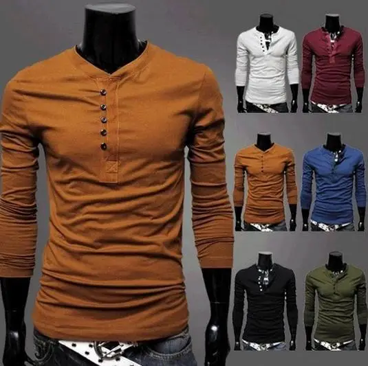 

Hot Sale Men Tshirt Fashion T-shirts Summer Wear Long Sleeve 6 Colors 4 Sizes MTL053