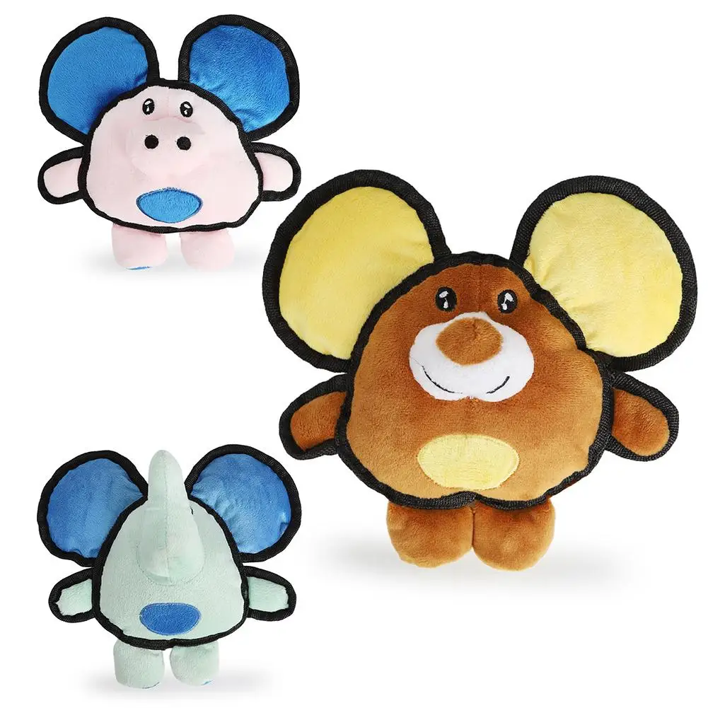 

Flannel Vocal Dog Cat Toys Pets Puppy Interactive Plush Chew Squeaker Sound Toy Big Ear Elephant Pig Bear Designs 1pcs