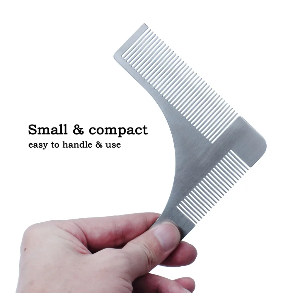 Stainless Steel Beard Comb Styling Tool Shaving Handmade Cut Hair Molding Trim Template (1)
